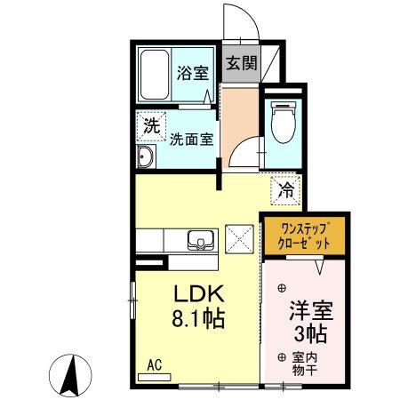 グリュック(1LDK/1階)の間取り写真