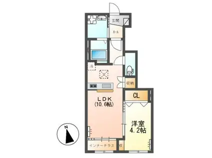 エトワール タケ(1LDK/1階)の間取り写真