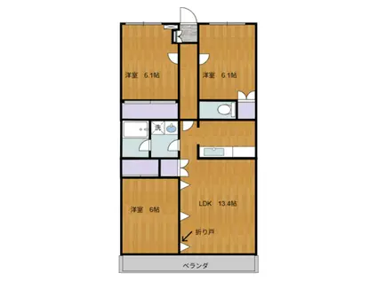ドリームキャッスル(3LDK/3階)の間取り写真
