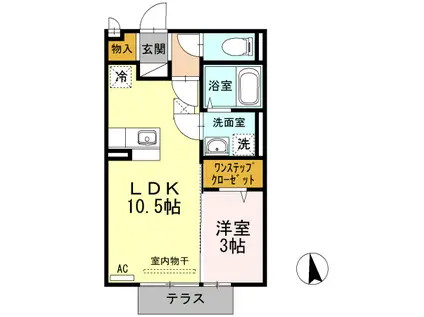 オリーヴァ東合川(1LDK/1階)の間取り写真