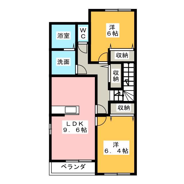 ヴェルジュ(2DK/2階)の間取り写真