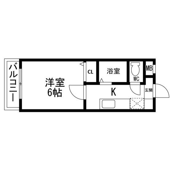 有楽館メゾンヴィスタリア(1K/2階)の間取り写真