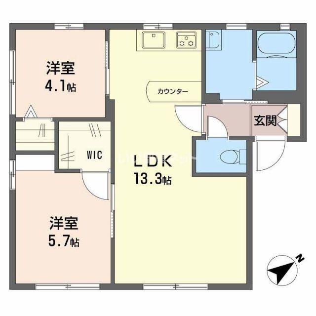 ディアス恩田A(2LDK/1階)の間取り写真