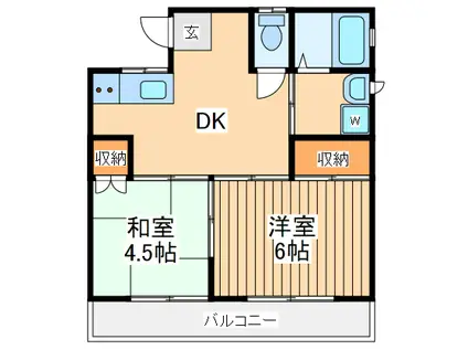 メゾンフルヤ1(2DK/2階)の間取り写真