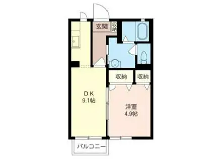 ウィル・ヴィレッジA(1LDK/2階)の間取り写真