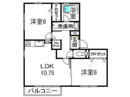 ケイ・シュウホウ(2LDK/1階)の間取り写真