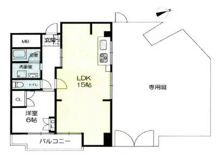 マンション朝霧3号棟(1LDK/2階)の間取り写真