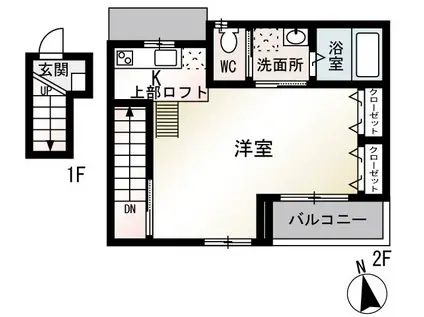 テアトル綾(1K/2階)の間取り写真