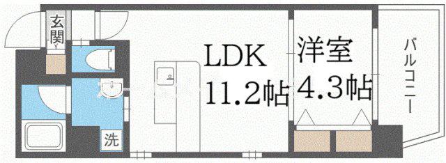 ラクラス江戸堀(1LDK/7階)の間取り写真