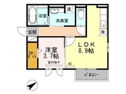CLE DU BONHEUR1(1LDK/2階)の間取り写真