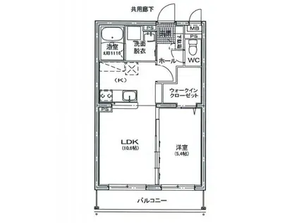 ユーミーなでしこII(1LDK/5階)の間取り写真