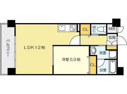 ラ・ヴィ・ベール(1LDK/4階)の間取り写真