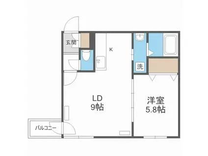 ヴィエルジュ北8条(1LDK/4階)の間取り写真