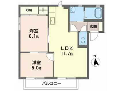 さくら館 A(2LDK/1階)の間取り写真