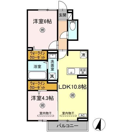 サンヒルズ鍋島駅前(2LDK/1階)の間取り写真