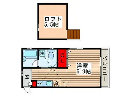 ベルール(ワンルーム/2階)の間取り写真