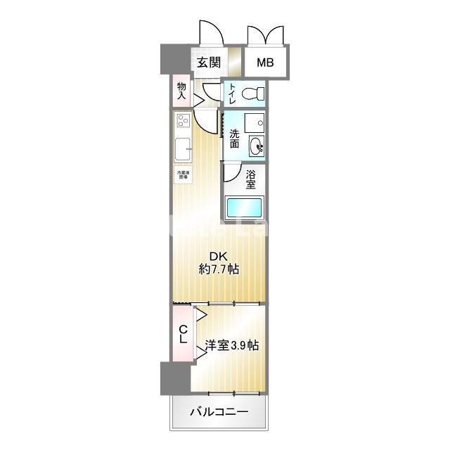 クロスレジデンス神戸元町(1DK/5階)の間取り写真