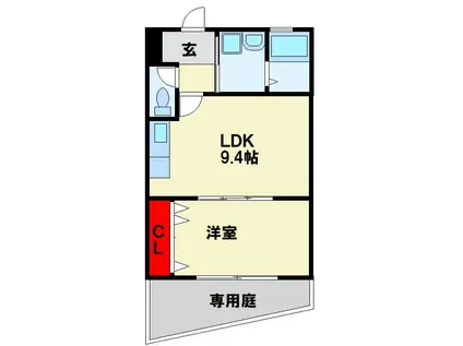 トレゾア湯川新町 A棟(1LDK/1階)の間取り写真