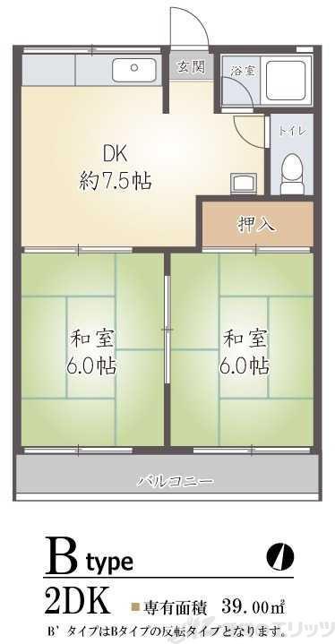 レジデンス西田A棟(2DK/2階)の間取り写真
