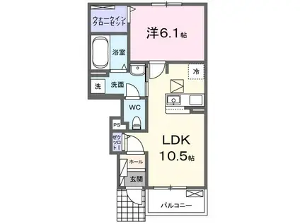 ハッピーメゾンVIII B(1LDK/1階)の間取り写真