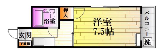 第一大下ビル(1K/3階)の間取り写真
