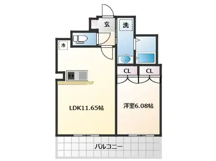 アルティザ仙台花京院(1LDK/2階)の間取り写真