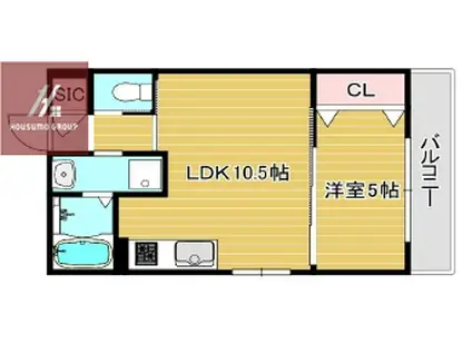 セレニティ衣摺(1LDK/3階)の間取り写真