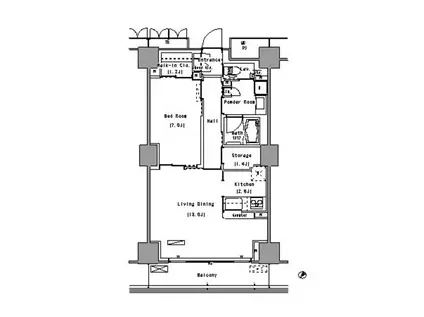 パークアクシス豊洲(1LDK/3階)の間取り写真