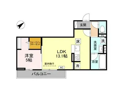 D-ROOM弓町I(1LDK/1階)の間取り写真