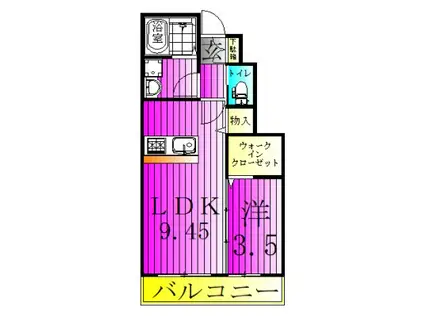 フェリーチェII(1LDK/1階)の間取り写真