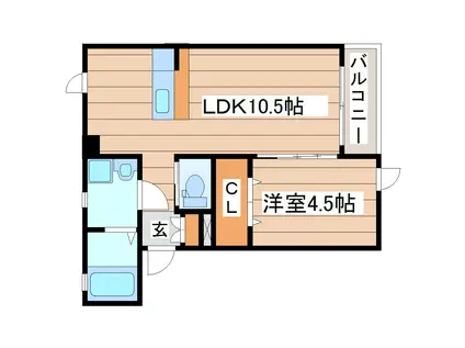 ラ・グラシューズ(1LDK/2階)の間取り写真