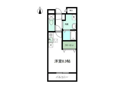 クレール・アルカンシェル(ワンルーム/1階)の間取り写真