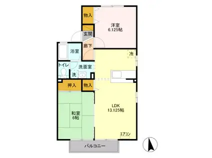 アネックスB棟(2LDK/2階)の間取り写真