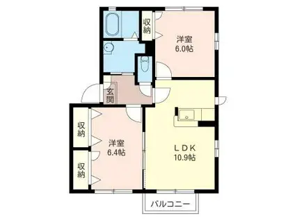 ケイコーポA(2LDK/2階)の間取り写真