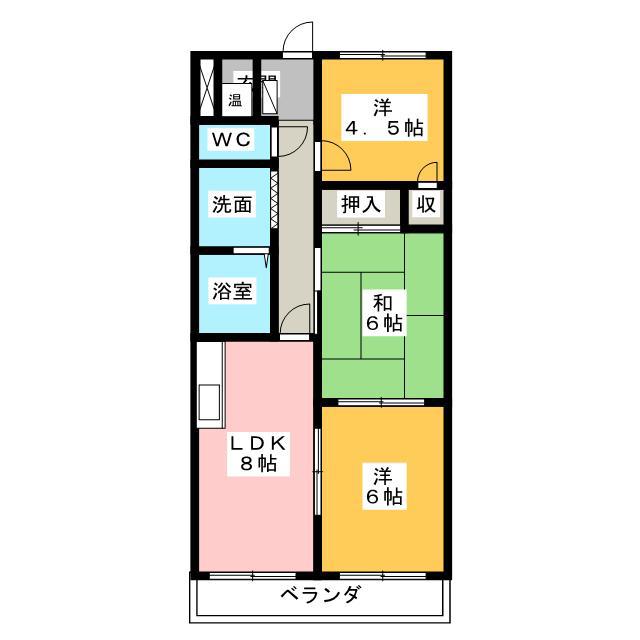エクセル中川原(3DK/1階)の間取り写真