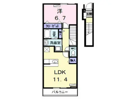 ネオブライト(1LDK/2階)の間取り写真