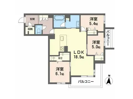 WITHPLUS上熊本駅前(3LDK/2階)の間取り写真