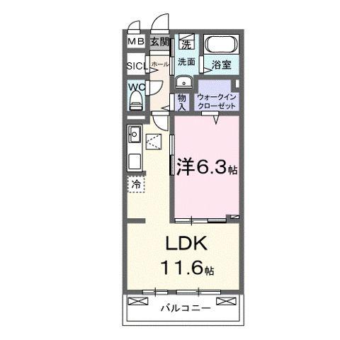 ノルド フィウーメ(1LDK/1階)の間取り写真