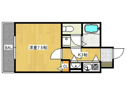 ロマネスク東町(1K/6階)の間取り写真