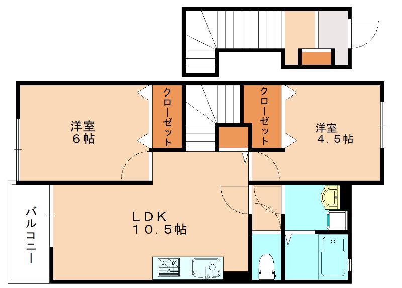 プラークティコIII(2LDK/2階)の間取り写真