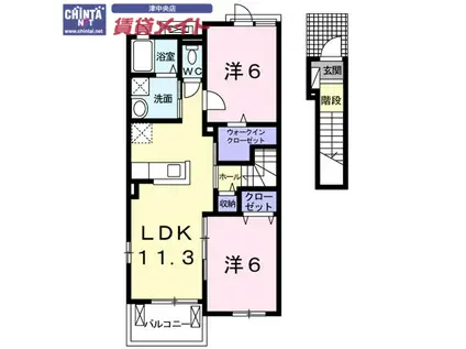 ナリッシュ ドゥ(2LDK/2階)の間取り写真