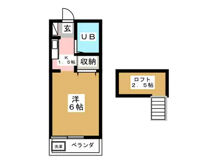 ベルトピア荒川2A(1K/2階)の間取り写真