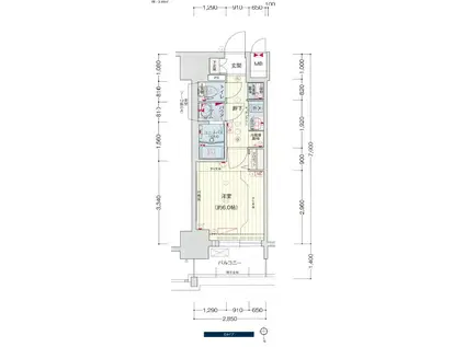 プレサンスNAGOYAシティオ(1K/9階)の間取り写真