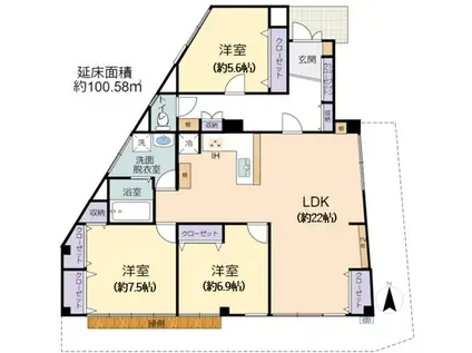 新座ドミール(3LDK/1階)の間取り写真
