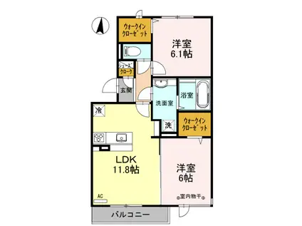 ロイジェントパークス レイクタウン III E(2LDK/1階)の間取り写真