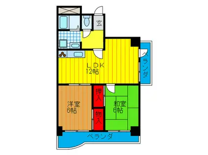 CASA SOLAR(2LDK/3階)の間取り写真
