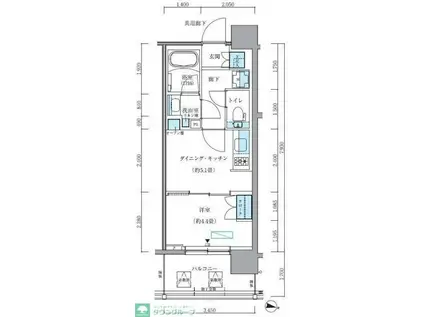 パークアクシス新大橋(1DK/4階)の間取り写真