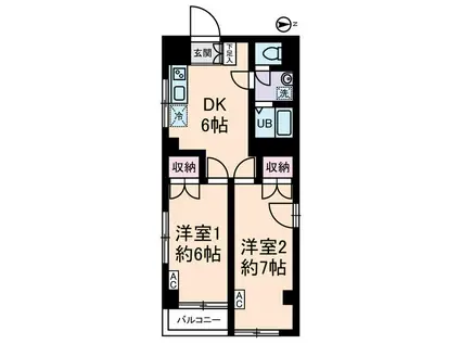 スカイプラザ(2DK/3階)の間取り写真