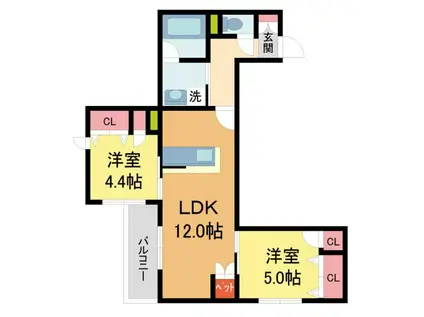 へーベルメゾンさくら夙川(2LDK/1階)の間取り写真
