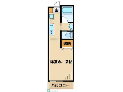 ヴァンヴェール白鳥(ワンルーム/2階)の間取り写真